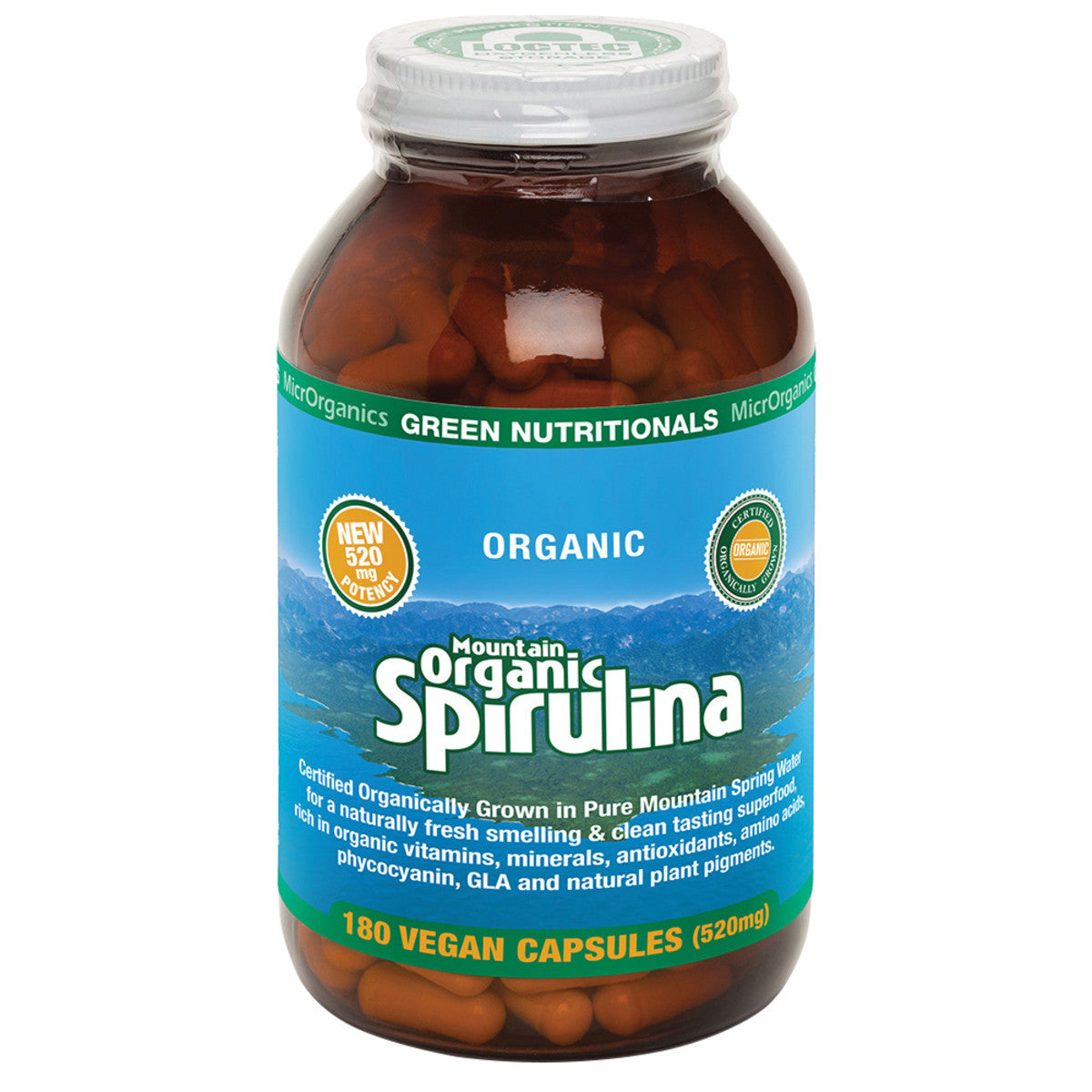 Green Nutritionals - Mountain Organic Spirulina 520mg