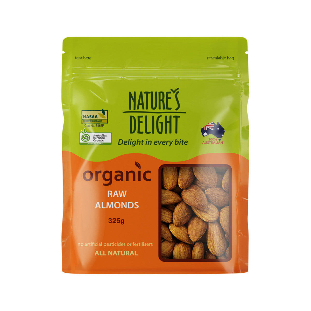 Natures Delight - Organic Raw Almonds 325g