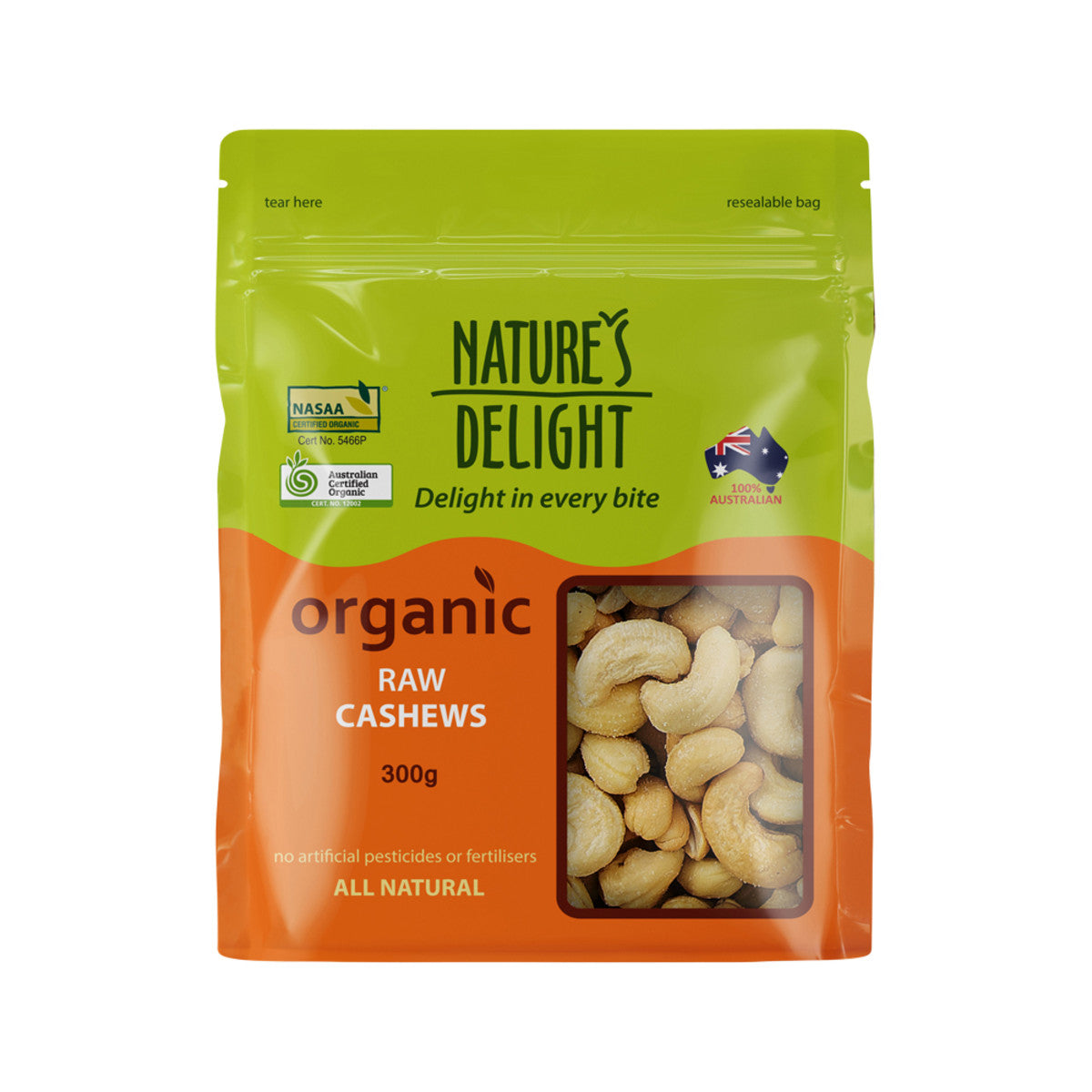 Natures Delight - Organic Raw Cashews 300g