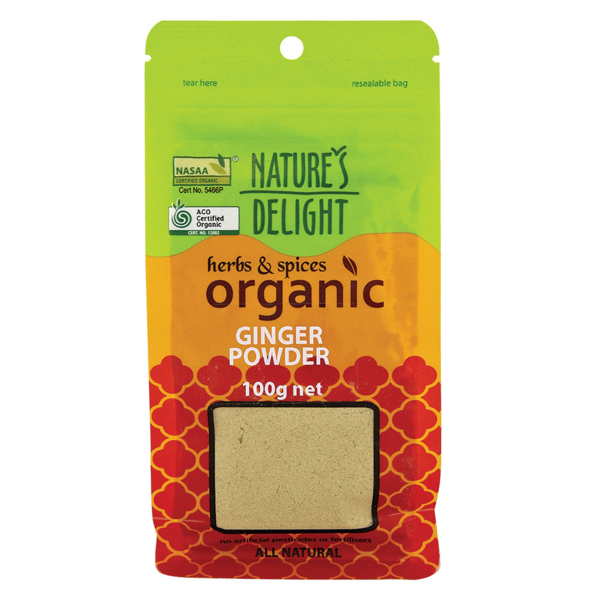 Natures Delight - Organic Ginger Powder 100g