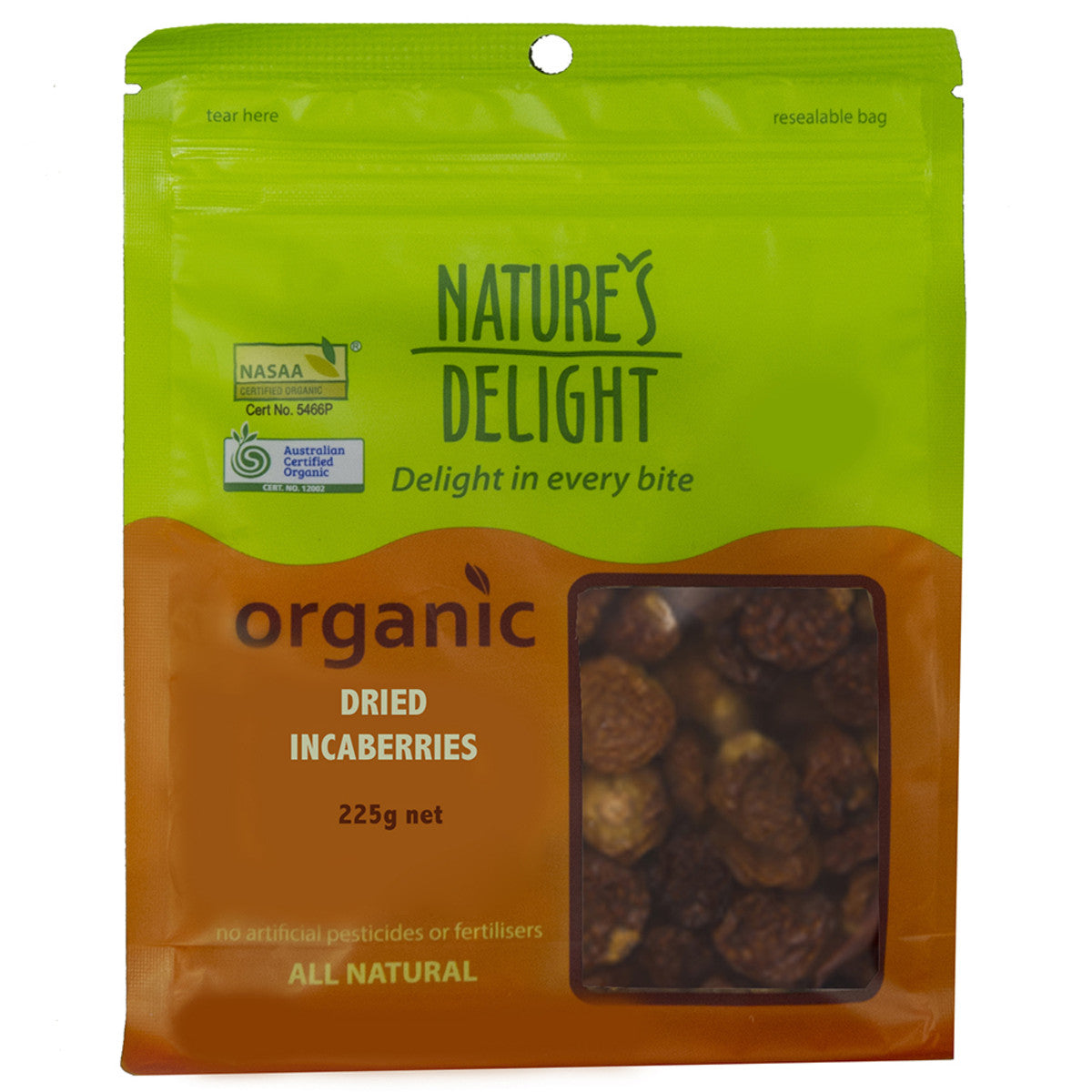 Natures Delight - Organic Dried Incaberries 225g
