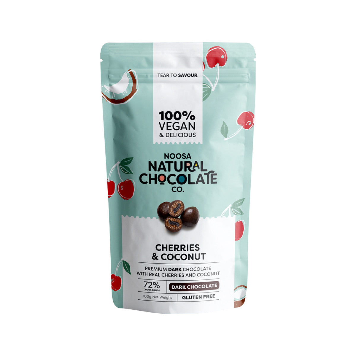 Noosa Natural Dark Chocolate Cherries and Coconut 100g