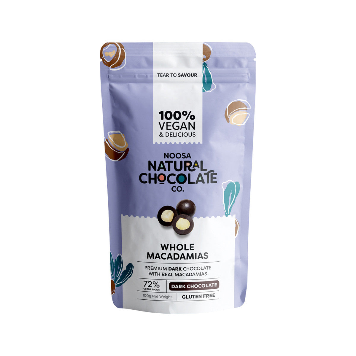 Noosa Natural Chocolate Co. - Dark Chocolate Whole Macadamias 100g