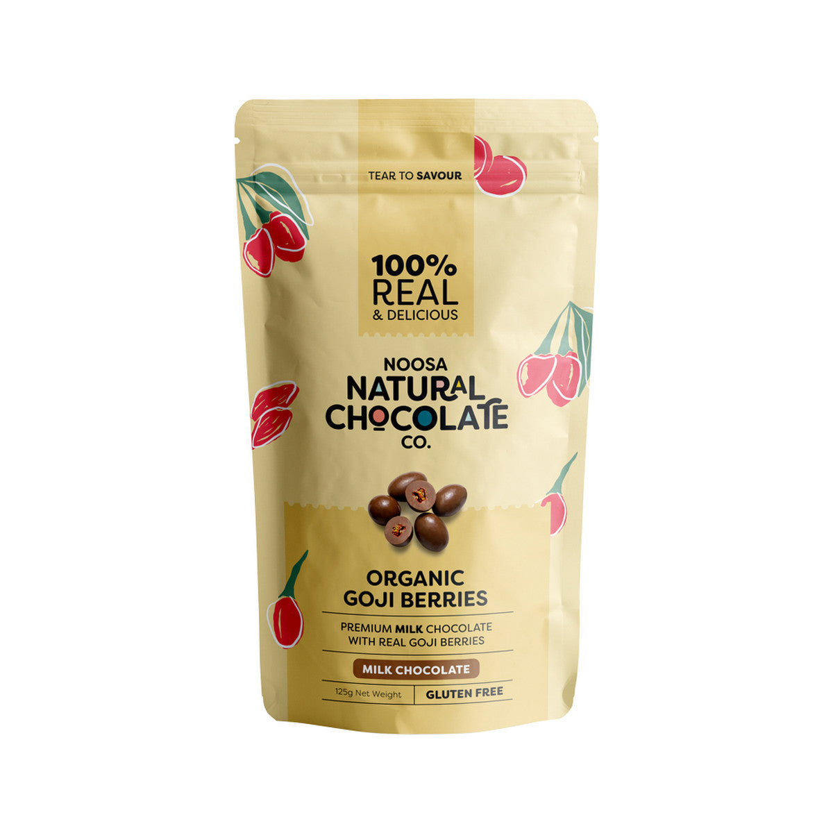 Noosa Natural Chocolate Co. - Milk Chocolate Organic Goji Berries