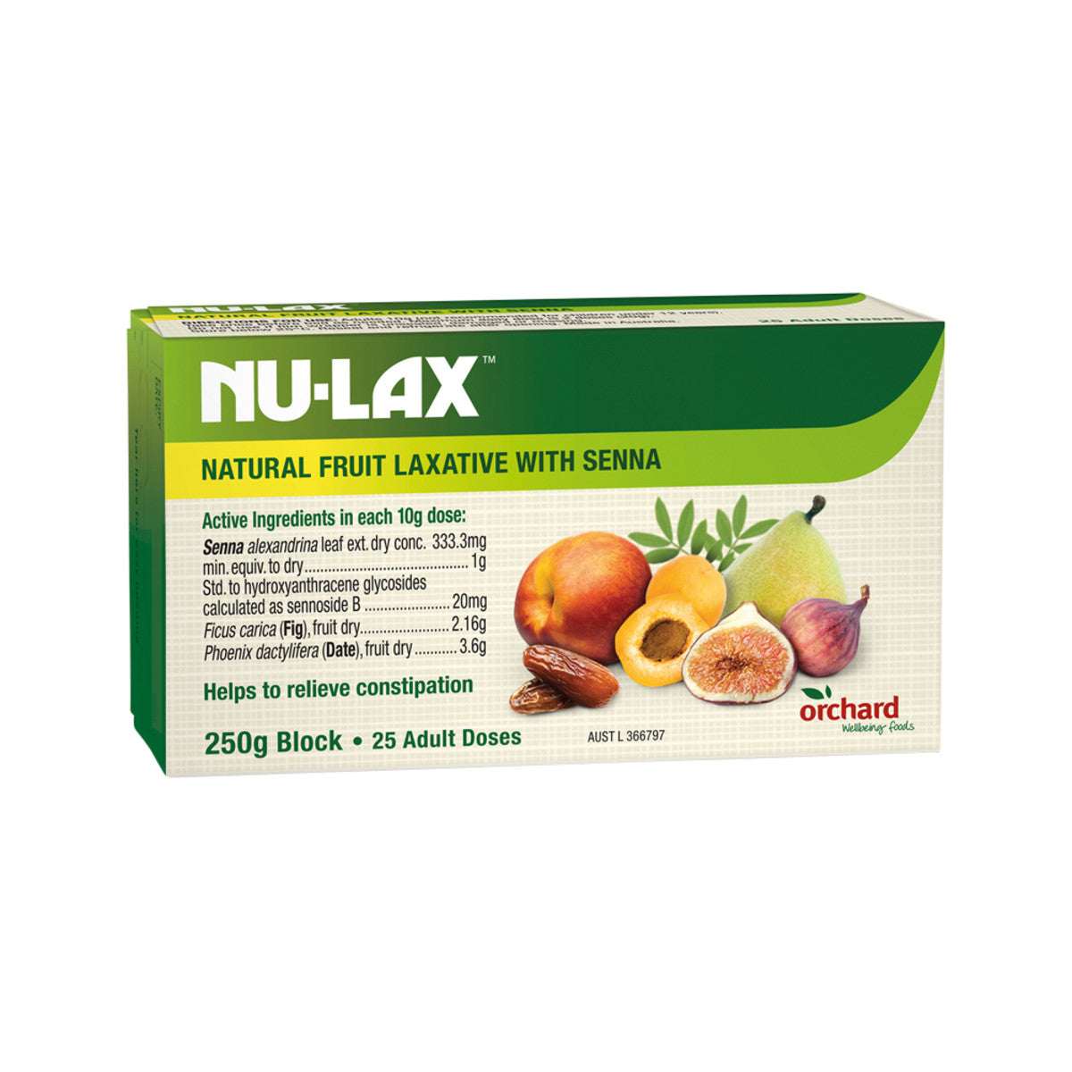 NuLax Natural Fruit Laxative w Senna Block 250g