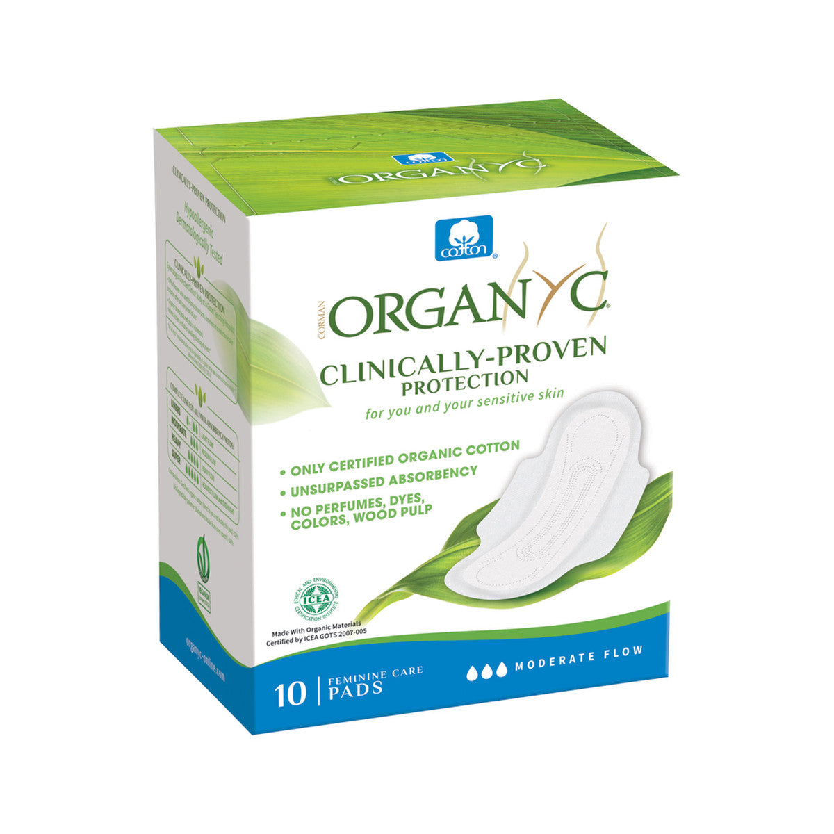 Organyc Ultra Thin Pads Moderate Flow with Wings x 10 Pack