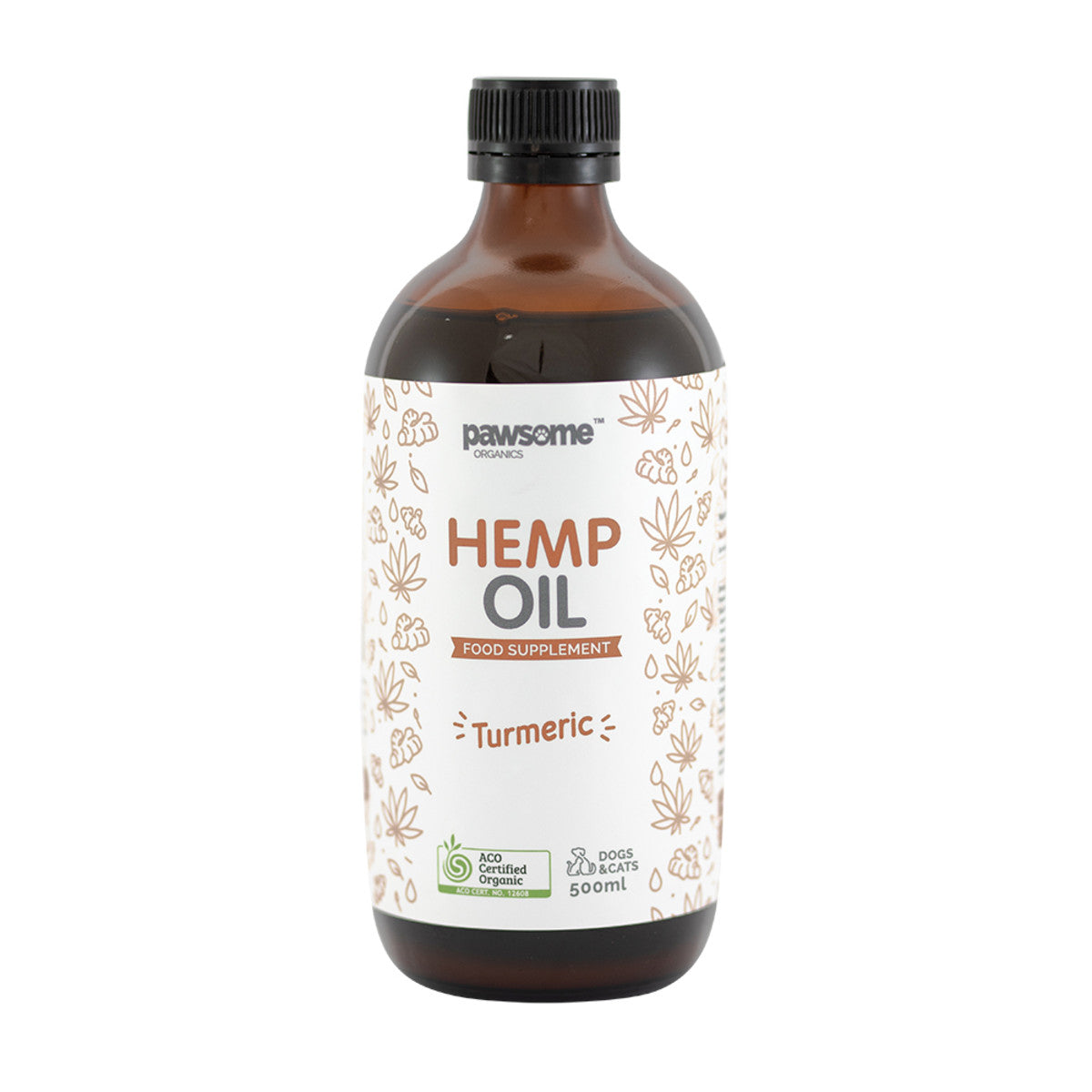 Pawsome Org Pet Hemp Oil Turmeric 500ml