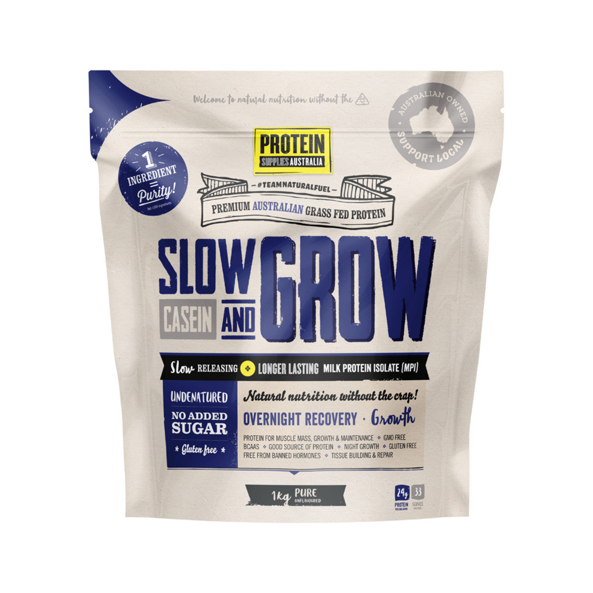 Protein Supplies Protein Casein Slow Grow Pure 1kg
