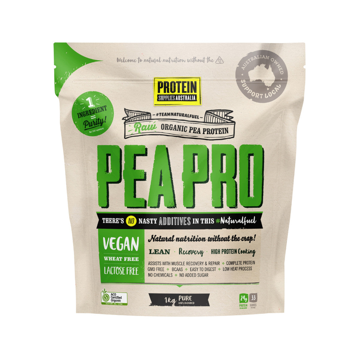 Protein Supplies Australia - Protein Pea Pro (Raw Organic Pea Protein) Pure