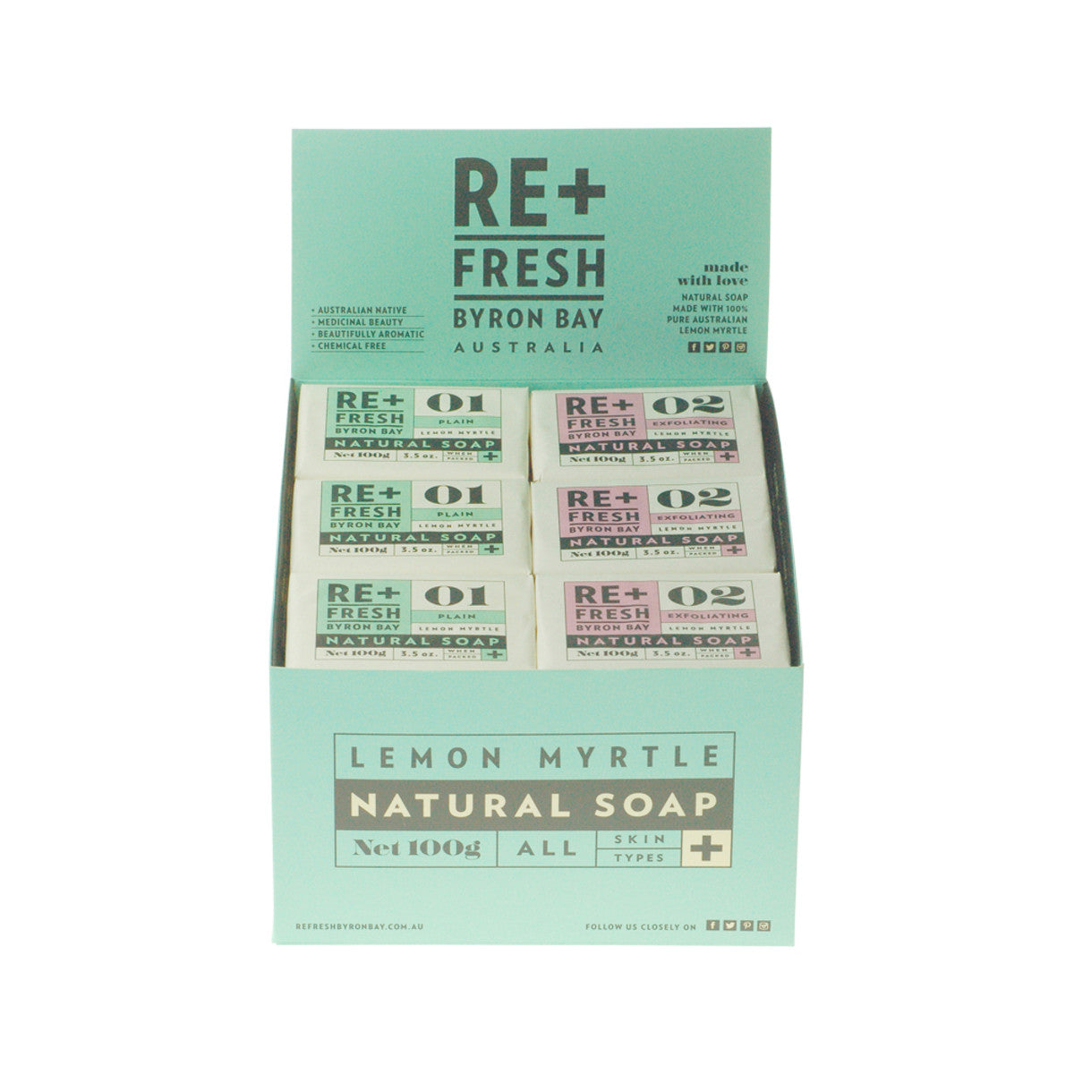 ReFresh Byron Bay Lem Myrtle Soap Mixd(exfol plain)100gx24D