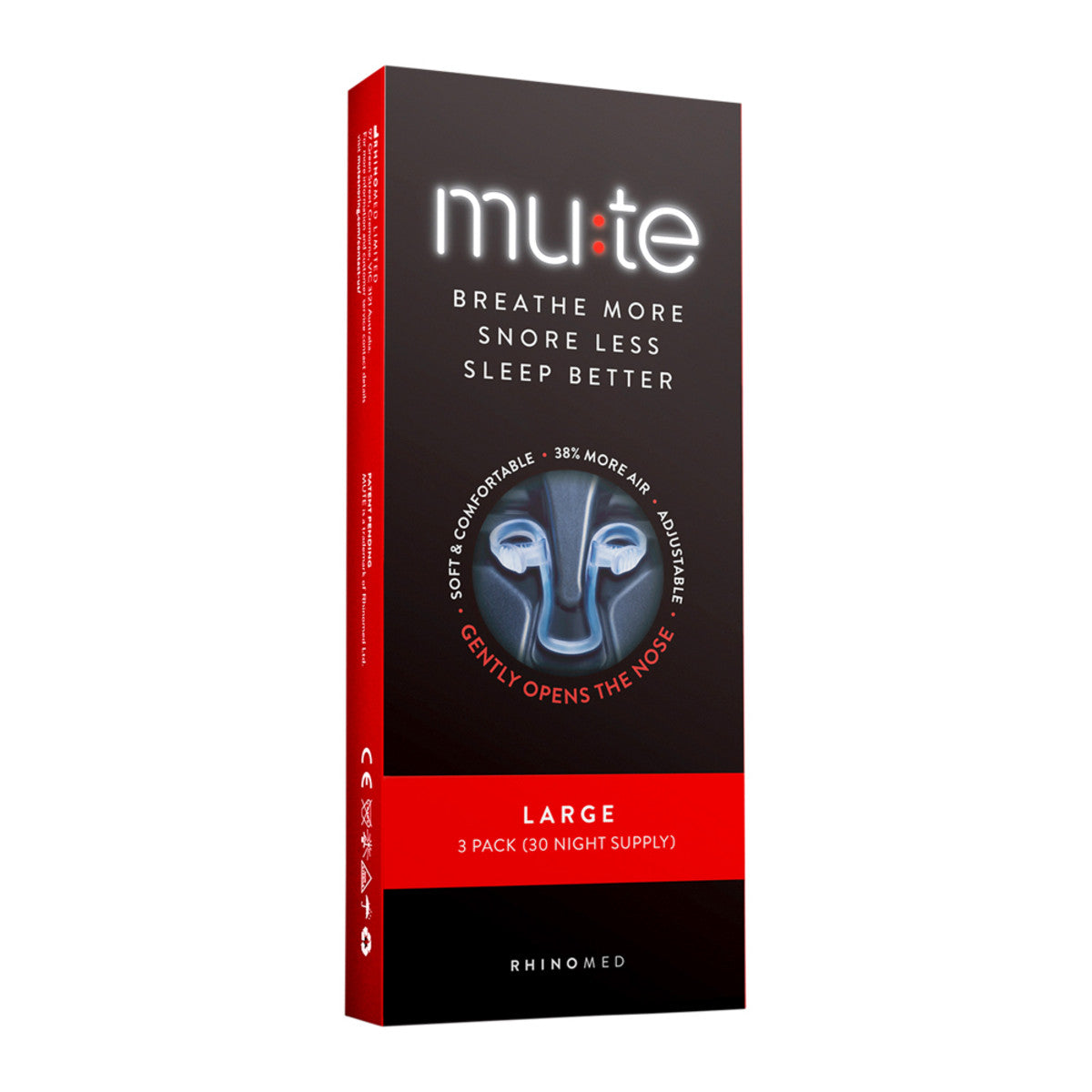 Rhinomed Mute - (Breathe More Snore Less Sleep Better) Large x 3 Pack (30 night supply)