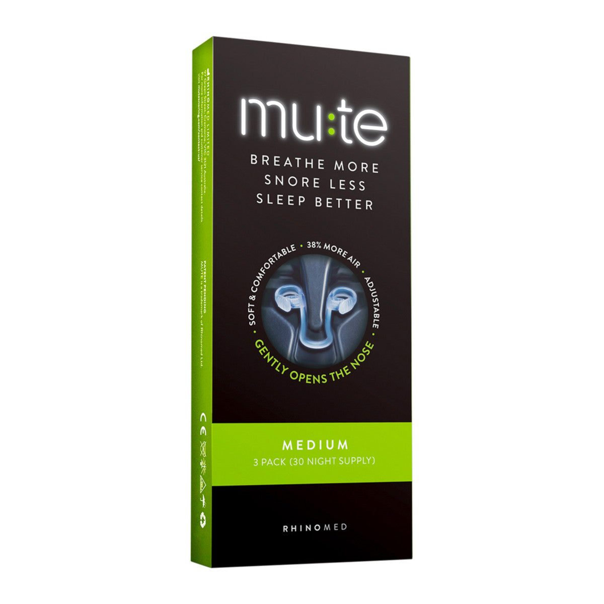 Rhinomed Mute - (Breathe More Snore Less Sleep Better) Medium x 3 Pack (30 night supply)