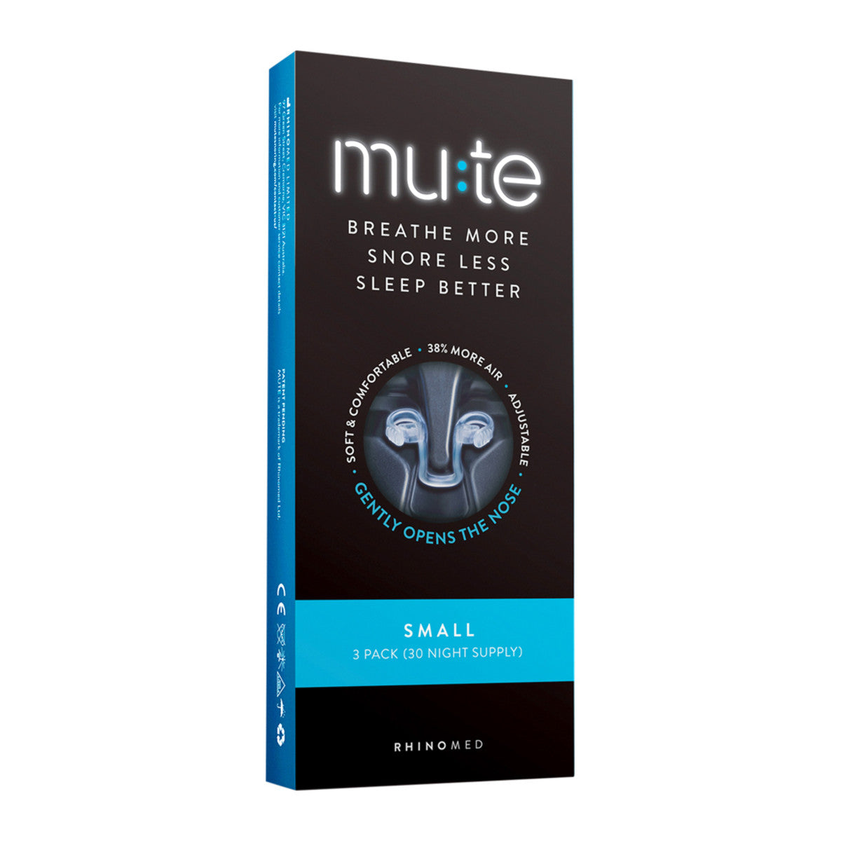 Rhinomed Mute - (Breathe More Snore Less Sleep Better) Small x 3 Pack (30 night supply)