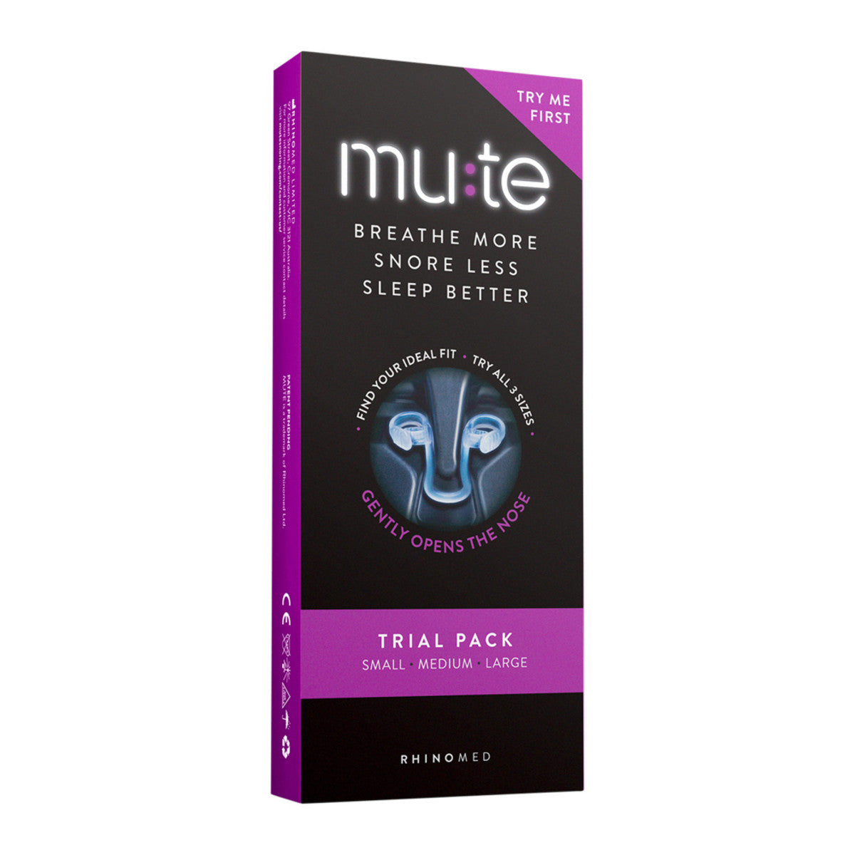 Rhinomed Mute - (Breathe More Snore Less Sleep Better) Trial x 3 Pack (contains: 1 of each size)