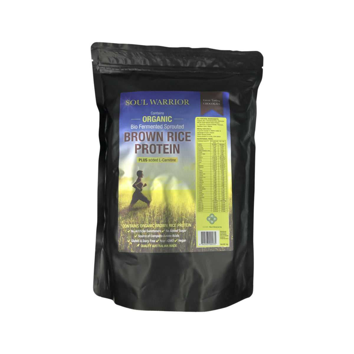 Wise Nutrients Soul Warrior Org Br.RiceProtn Choc LCarn 1kg