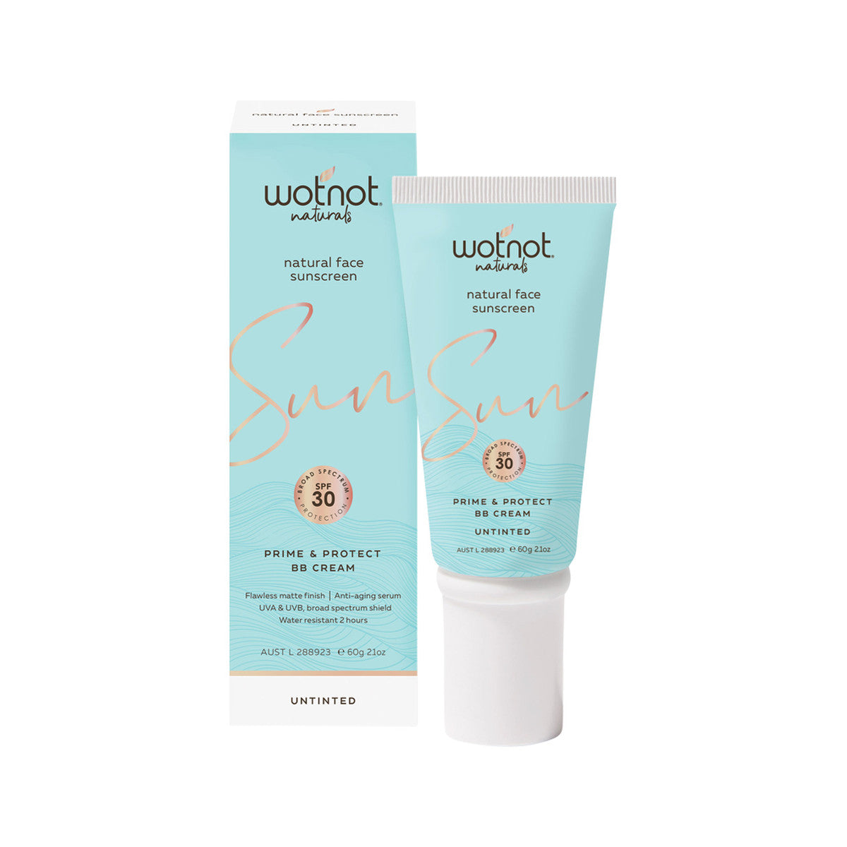 Wotnot Natural Sunscreen Face SPF 30 (Prime and Protect) Untinted BB Cream 60g