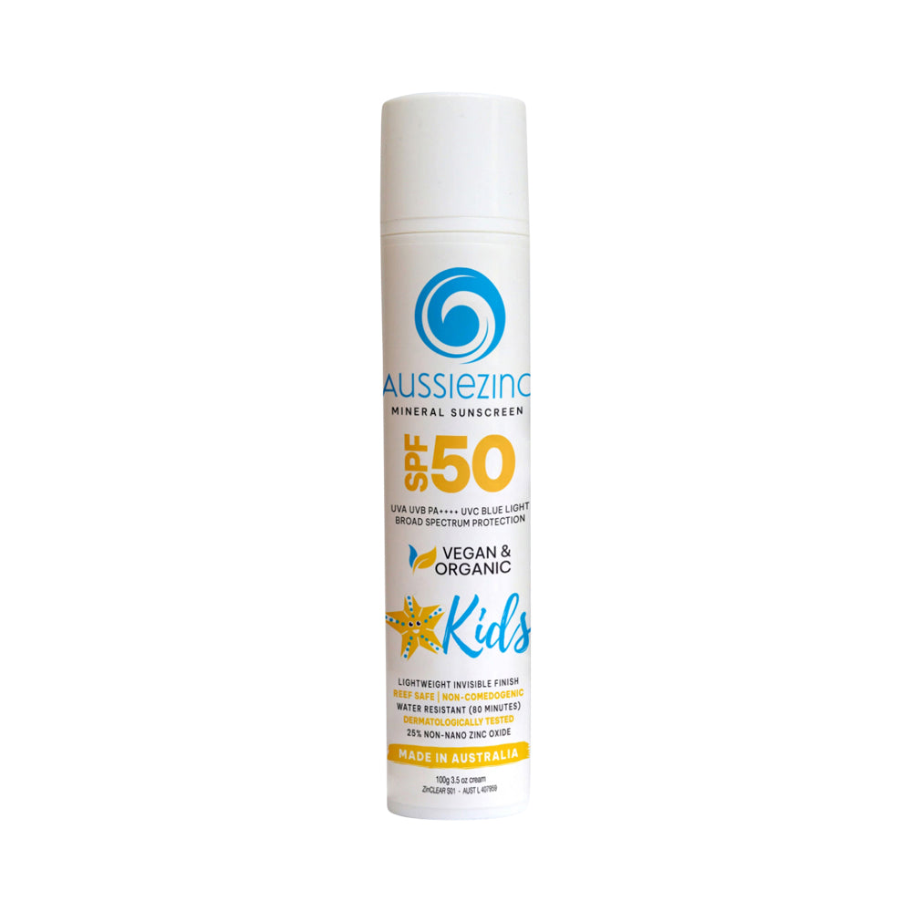 AussieZinc Mineral Sunscreen - Kids SPF50+ Organic Mineral Zinc Sunscreen