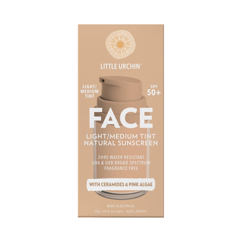 Little Urchin Face Light/Medium Tint Natural Sunscreen SPF 50+ Pump 50g