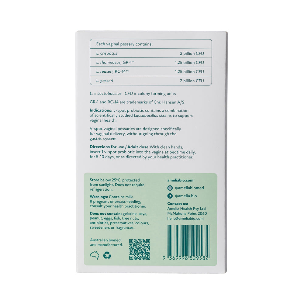 Amelia V-Spot Probiotic Vaginal Pessaries