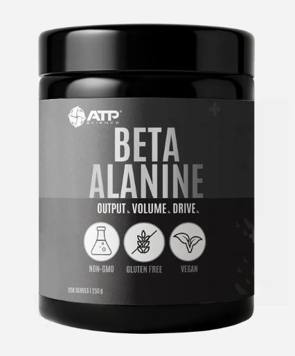 Container of ATP Science Beta Alanine supplement on a white background