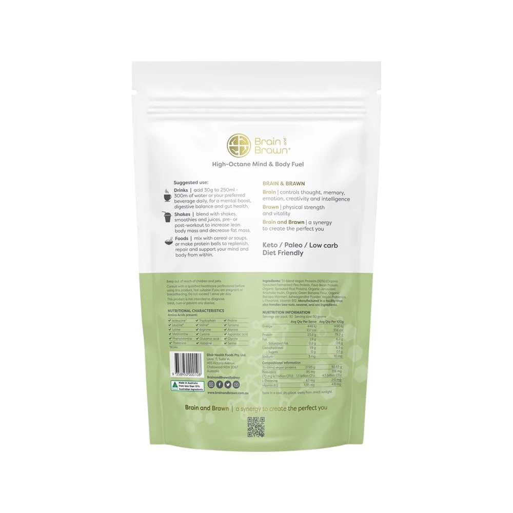 Brain and Brawn - Optimal Body Organic Vegan Plant Protein Unflavoured