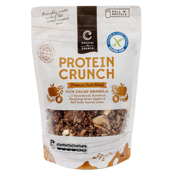 Coastal Crunch Protein Crunch Rich Cacao Fruit Blend Granola Gluten Free 320g