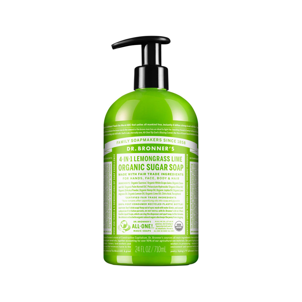 Dr. Bronner's - Organic Sugar Soap 4-in-1 Lemongrass Lime (Pump)