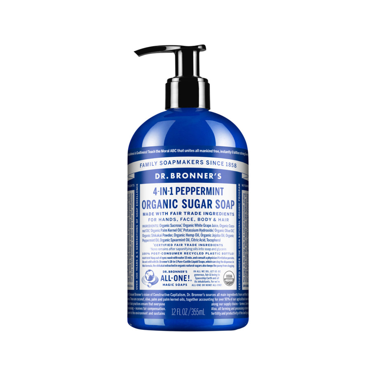 Dr. Bronner's - Organic Sugar Soap 4-in-1 Peppermint (Pump)