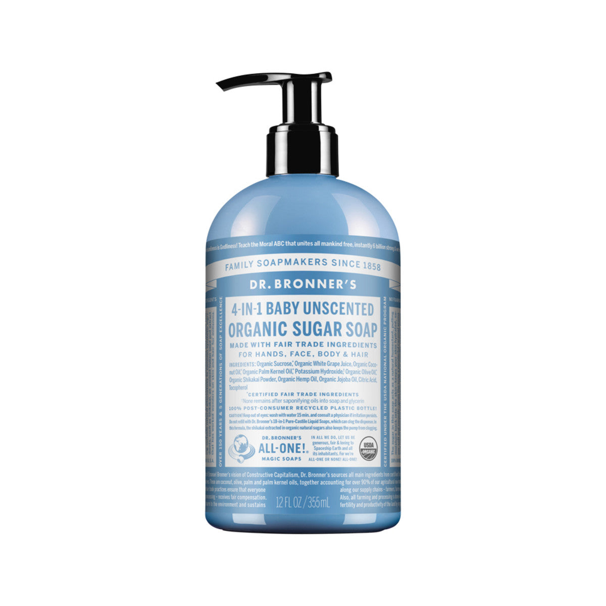 Dr. Bronner's - Organic Sugar Soap 4-in-1 Unscented (Baby) (Pump)