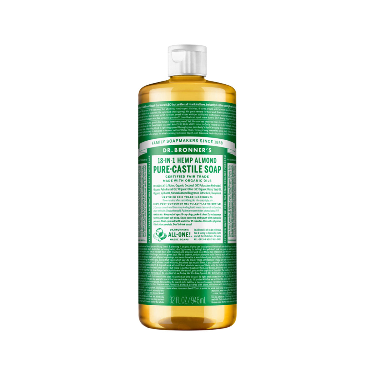 Dr. Bronner's - Pure-Castile Soap Liquid (Hemp 18-in-1) Almond