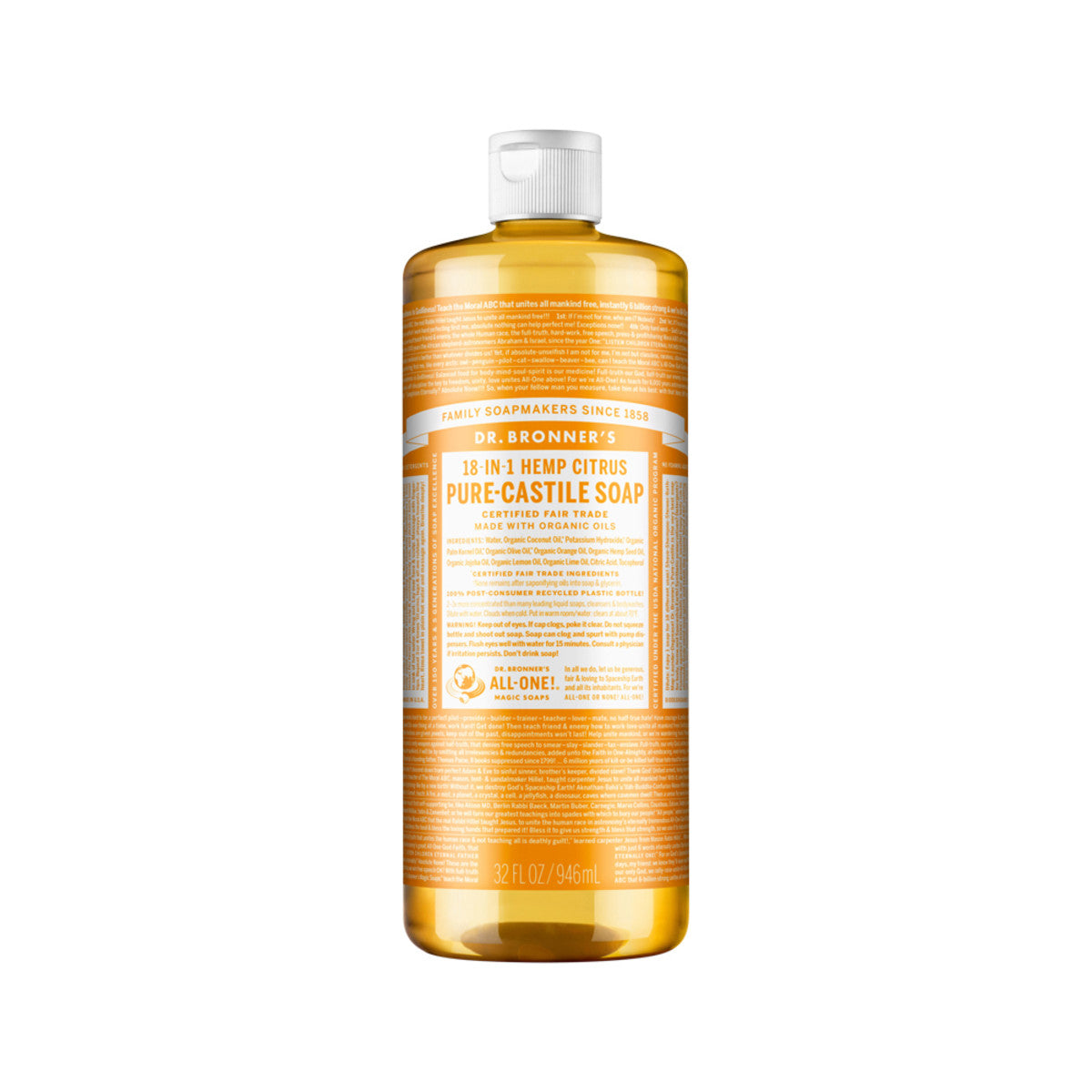 Dr. Bronner's - Pure-Castile Soap Liquid (Hemp 18-in-1) Citrus