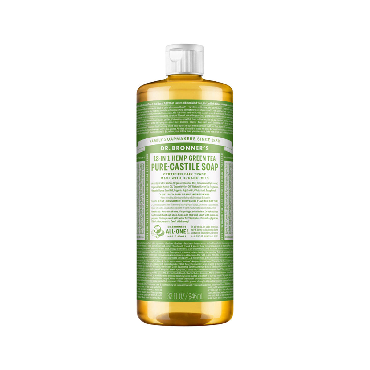 Dr. Bronner's - Pure-Castile Soap Liquid (Hemp 18-in-1) Green Tea