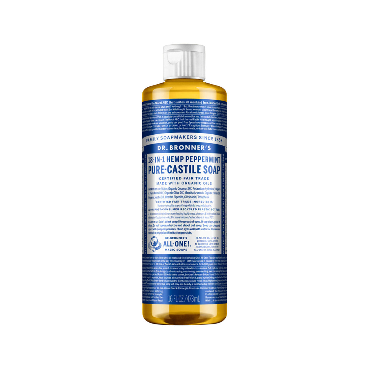 Dr. Bronner's - Pure-Castile Soap Liquid (Hemp 18-in-1) Peppermint