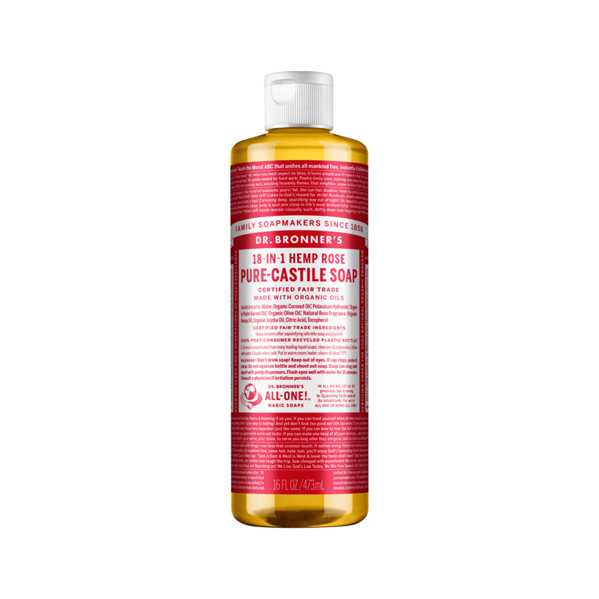 Dr. Bronner's - Pure-Castile Soap Liquid (Hemp 18-in-1) Rose