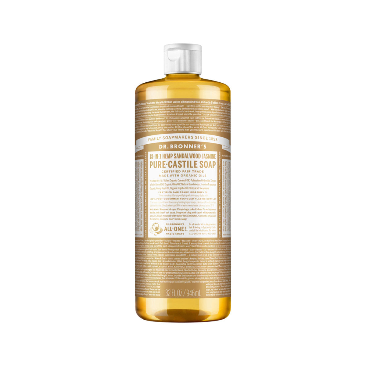 Dr. Bronner's - Pure-Castile Soap Liquid (Hemp 18-in-1) Sandalwood Jasmine