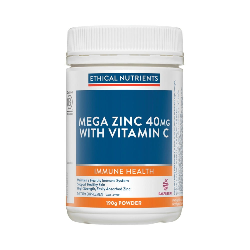 Ethical Nutrients Mega Zinc 40mg Powder Raspberry