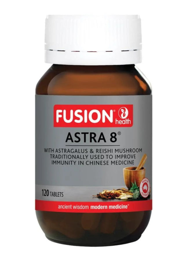 Fusion Astra 8 supplement bottle on a white background