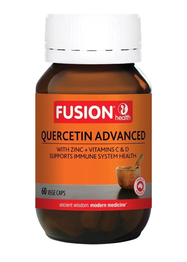 Fusion Health Quercetin Advanced supplement bottle on a white background