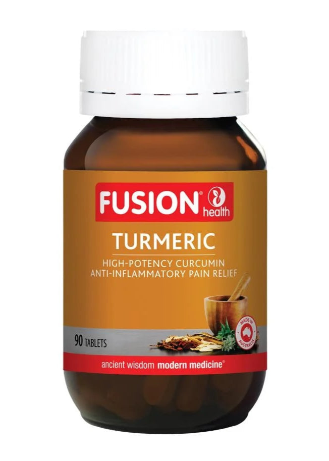 Fusion Health Turmeric supplement bottle on a white background