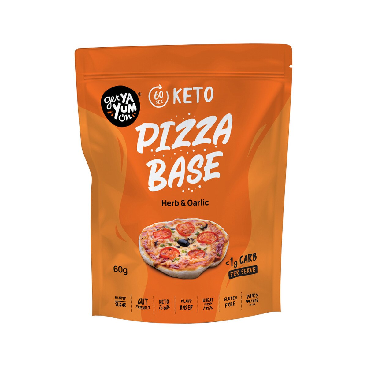 GET YA YUM ON PIZZA BASE HERB AND GARLIC 60G