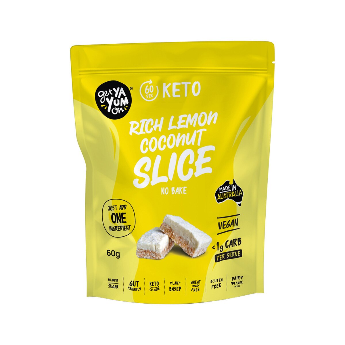 GET YA YUM ON SLICE (NO BAKE) RICH LEMON COCONUT 60G