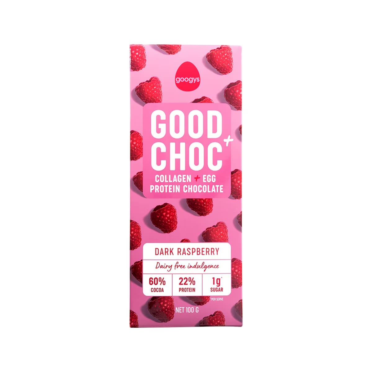 Googys - Good Choc+ (Collagen + Egg Protein Chocolate) Dark Raspberry 100g