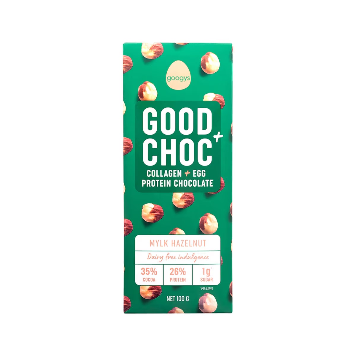Googys - Good Choc+ (Collagen + Egg Protein Chocolate) Mylk Hazelnut 100g