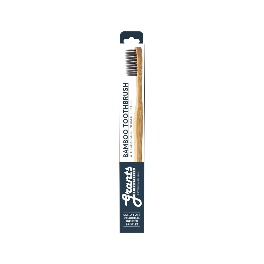 Grants Of Australia - Biodegradable Bamboo Toothbrush with Charcoal Bristles Adult Ultra Soft