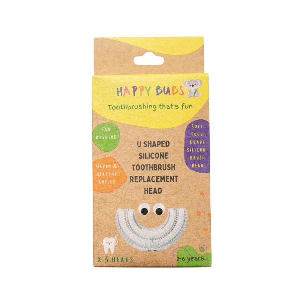 Happy Bubs - Toothbrush Silicone U Shaped Replacement Head x 3 Pack (2-6 Years)