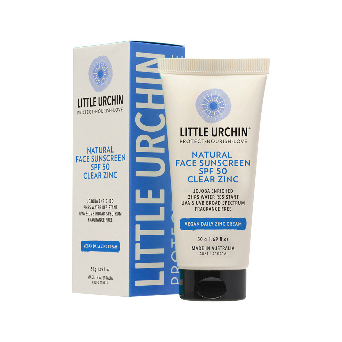 Little Urchin - Natural Face Sunscreen SPF 50 Clear Zinc 50g