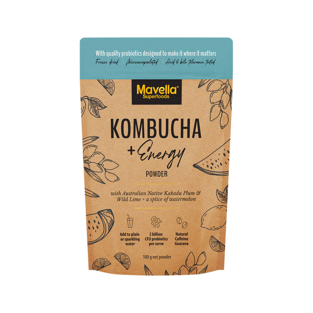 Mavella Superfoods Kombucha + Energy Powder with Australian Native Kakadu Plum & Wild Lime & Watermelon