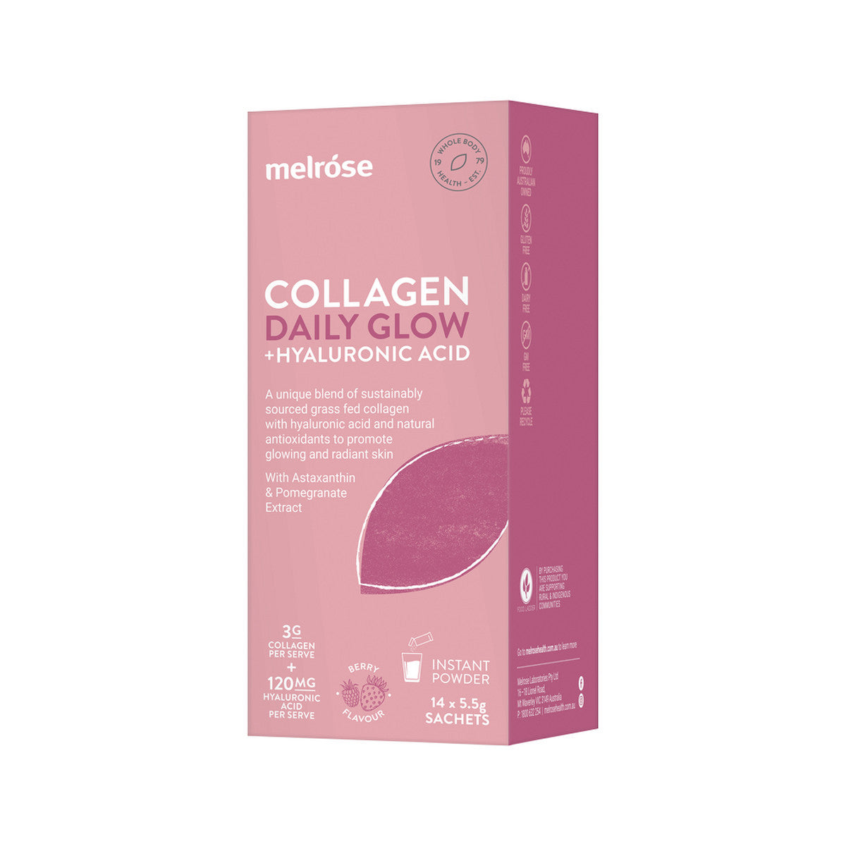 Melrose - Collagen Daily Glow + Hyaluronic Acid Berry Flavour Instant Powder Sachets