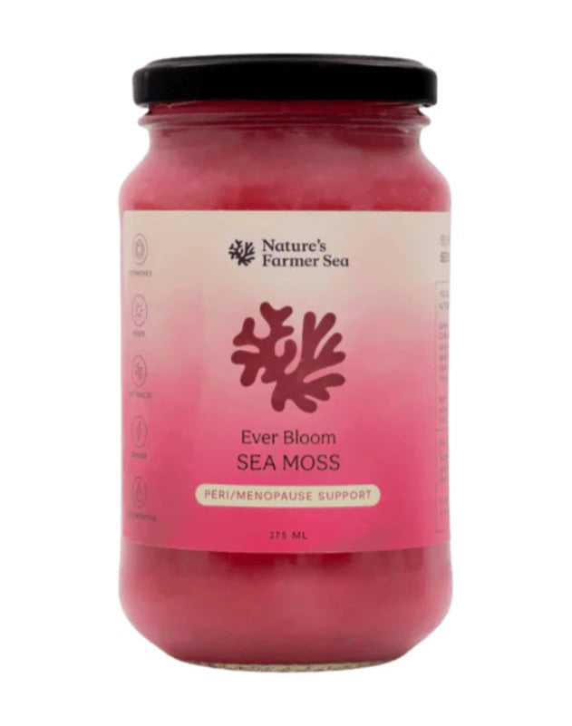 Jar of Nature's Farmer Sea Ever Bloom Sea Moss on a white background