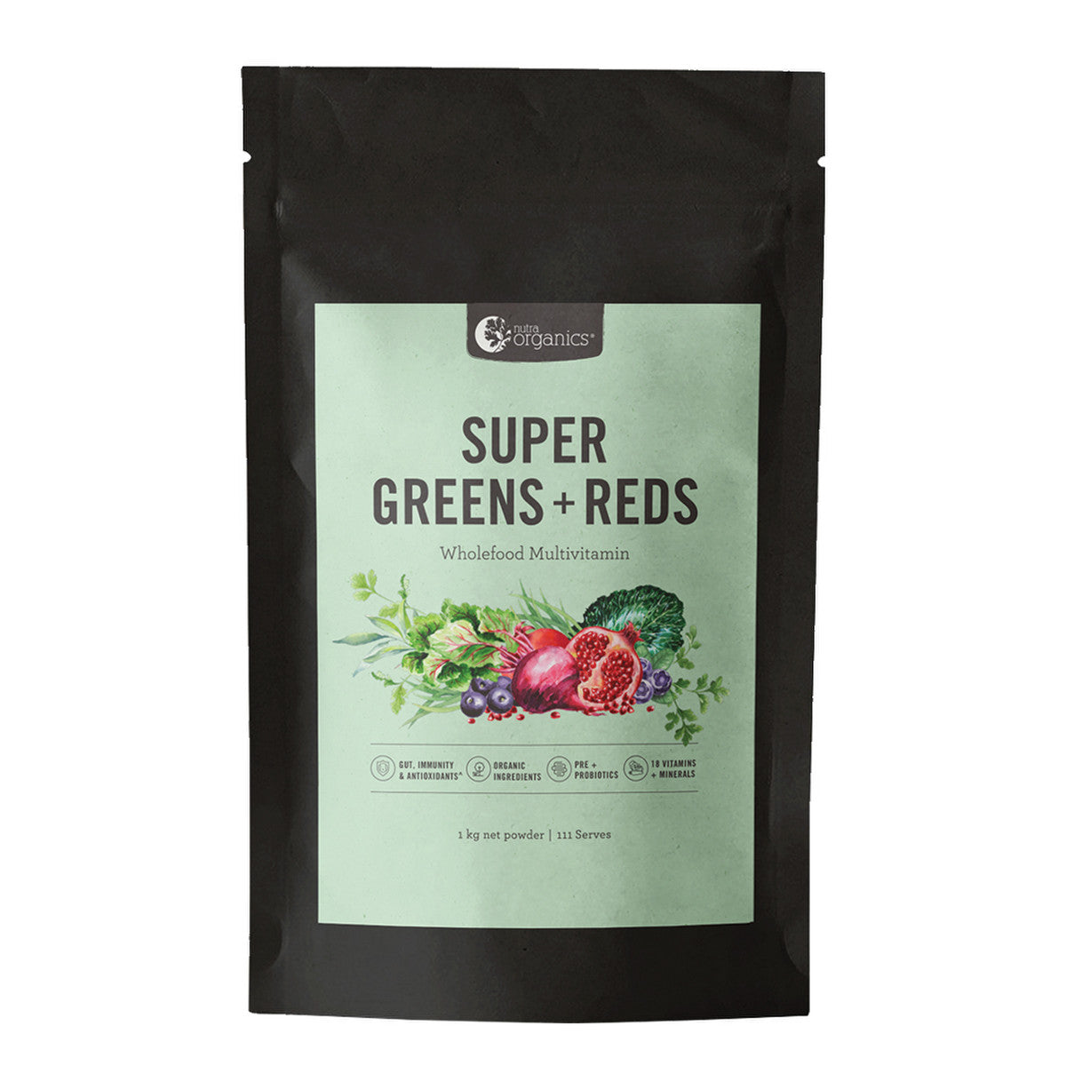 Nutra Organics - Organic Super Greens + Reds (Wholefood Multivitamin)